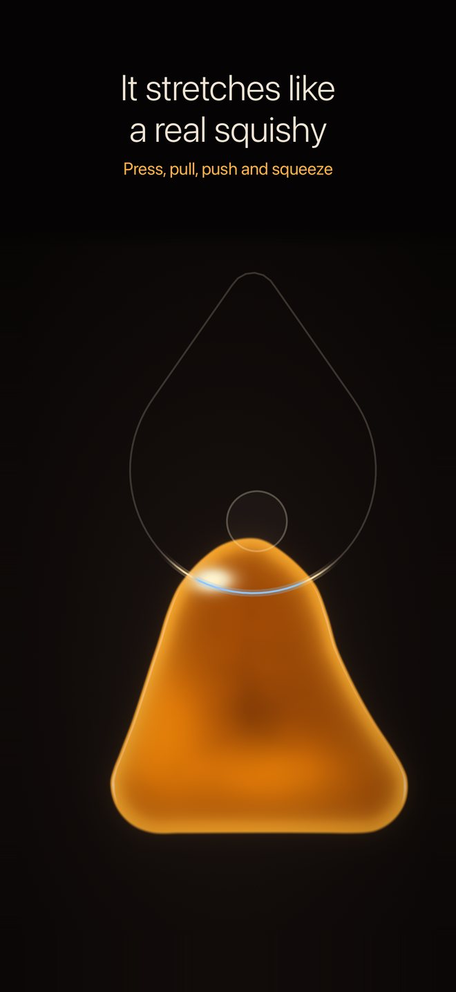 A finger pulling the jelly up into a droplet outline