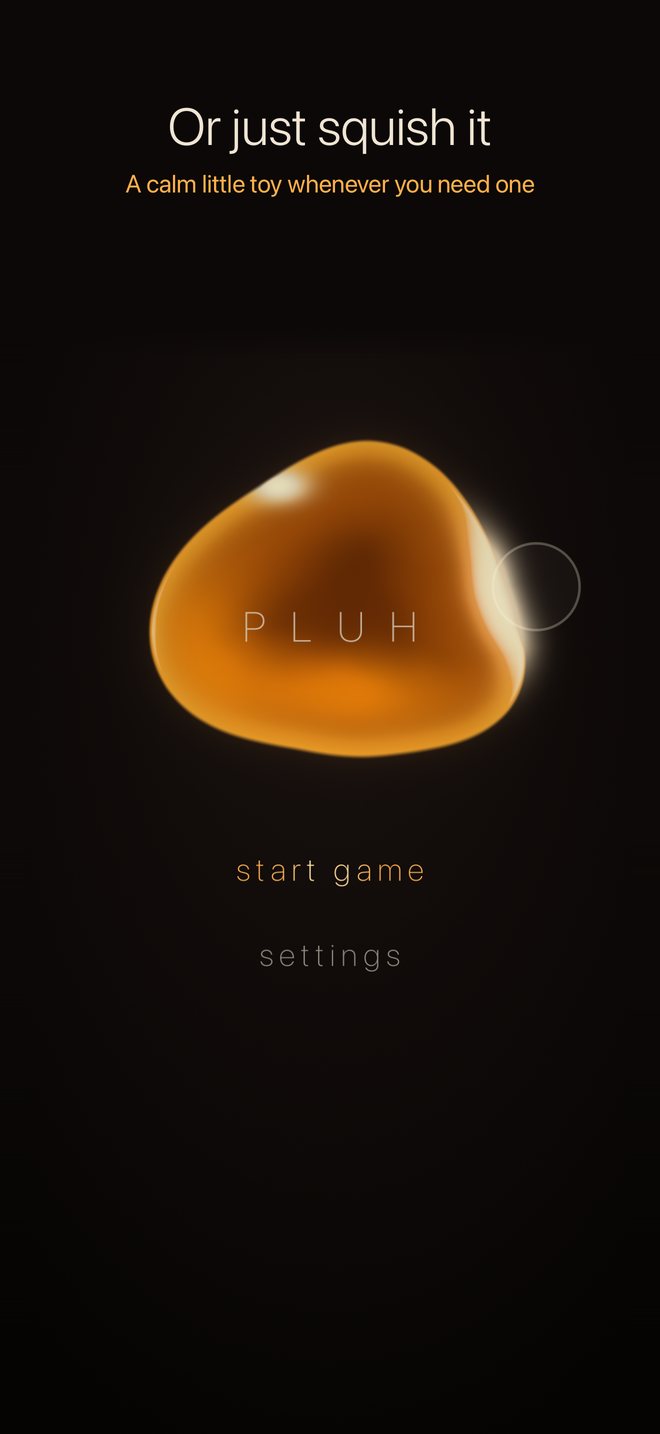 The title screen, where the blob can be squished freely